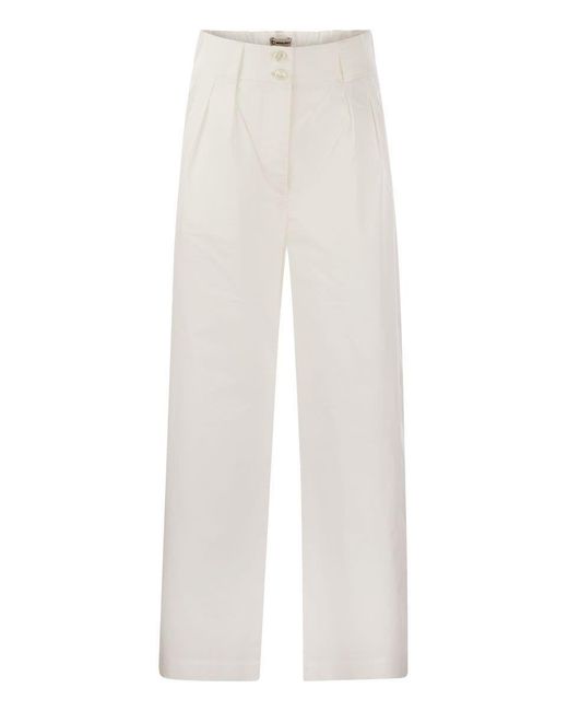 Woolrich White Cotton Pleated Trousers