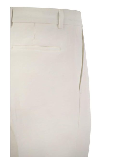 Brunello Cucinelli White Leisure Fit Linen Trousers With Darts for men