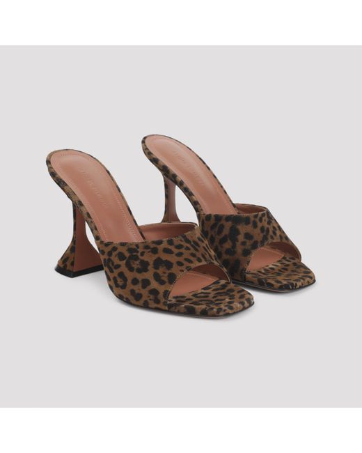 AMINA MUADDI Brown Leopard Suede Leather Lupita 95 Slippers