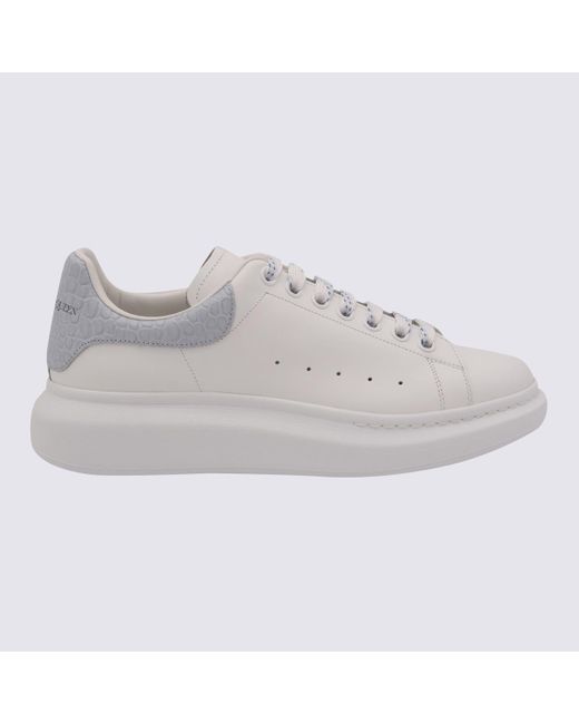 Alexander McQueen Gray White And Light Blue Leather Oversized Sneakers for men