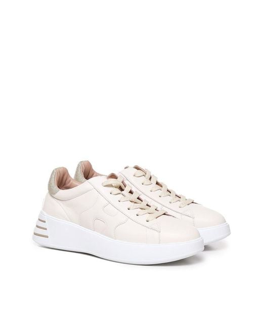 Hogan White Calfskin Rebel Sneakers