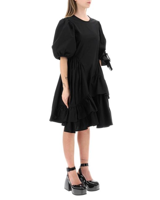 CECILIE BAHNSEN Black 'Danita' Poplin Cotton Dress