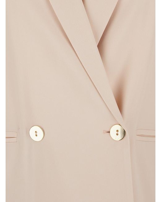 ..,merci Natural Double-Breasted Jacket With Notched Revers And Rear Single Vent