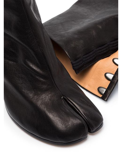 Maison Margiela Black Tabi Leather Heel Ankle Boots