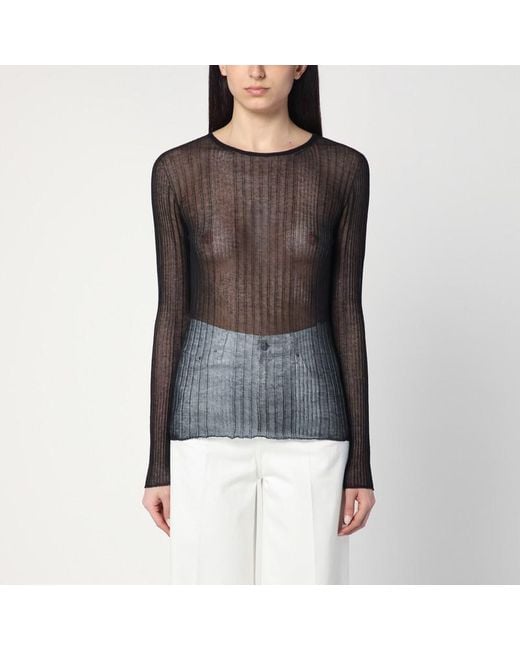 Roberto Collina Black Semi-transparent Sweater