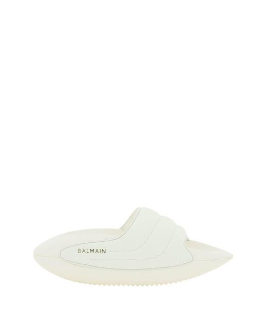 white balmain slides