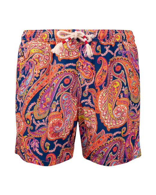 Saint Barth Blue Lighting 70 Lightweight Fabric Swimsuit With Paisley Print for men