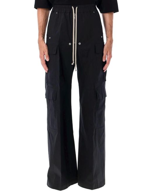 Rick Owens Black Cargobelas Heavy Cotton Poplin Pant for men