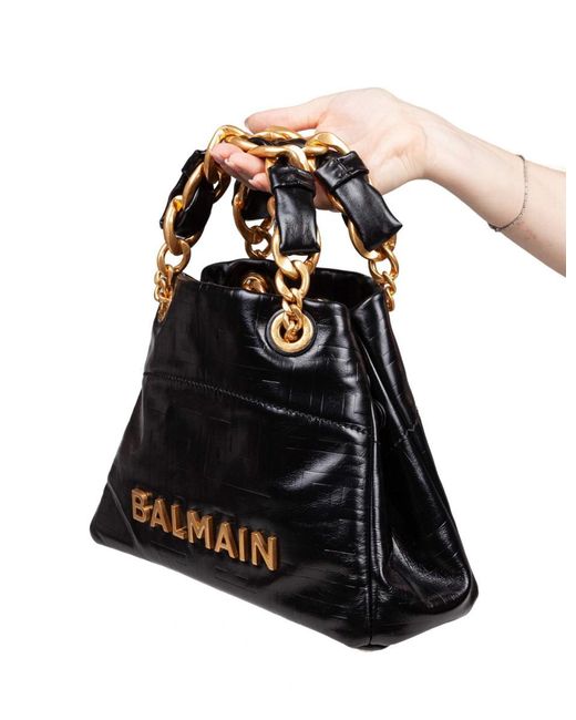 Balmain Black 1945 Soft Small Calfskin Bag