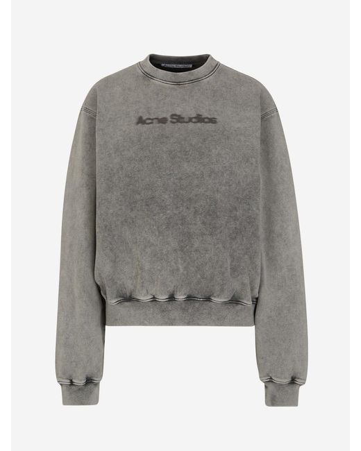 Acne Gray Cotton Logo Sweatshirt