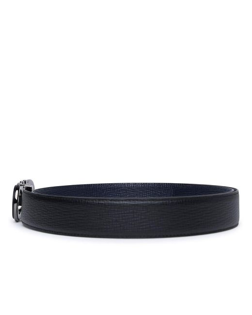 Ferragamo Blue 'Gancini' And Calf Leather Reversible Belt for men