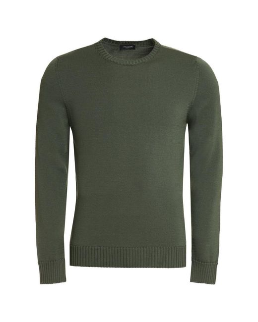 Drumohr Green Merino Wool Crew-neck Sweater for men