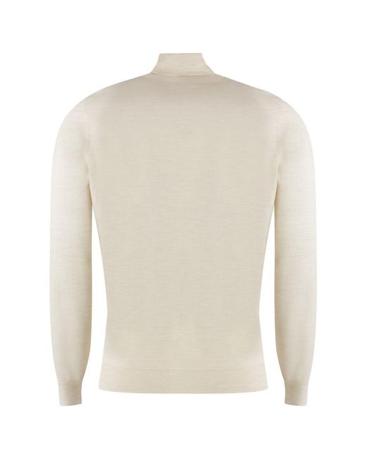 Drumohr White Turtleneck Merino Wool Sweater for men