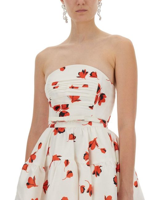 Self-Portrait White Midi Dress With Floral Print