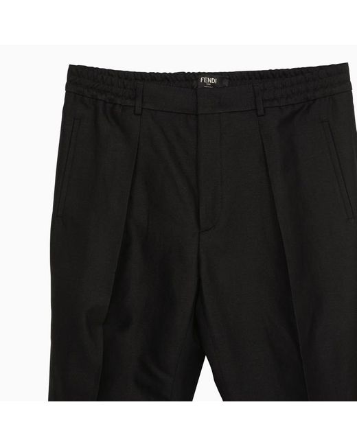 Fendi Black Cotton-Blend Trousers for men