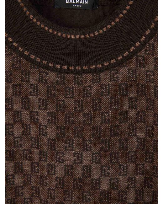 Balmain Brown Monogram Wool for men