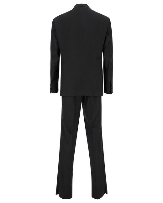 Tagliatore Black Double-breasted Jacket With Peak Revers In Wool Blend Man for men