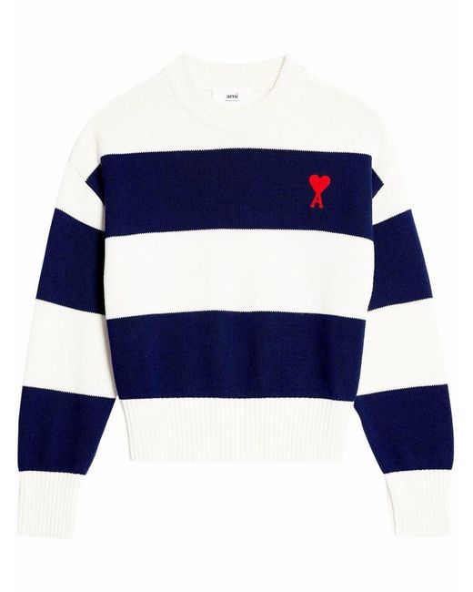 AMI Blue Ami De Coeur Wool Blend Sweater for men