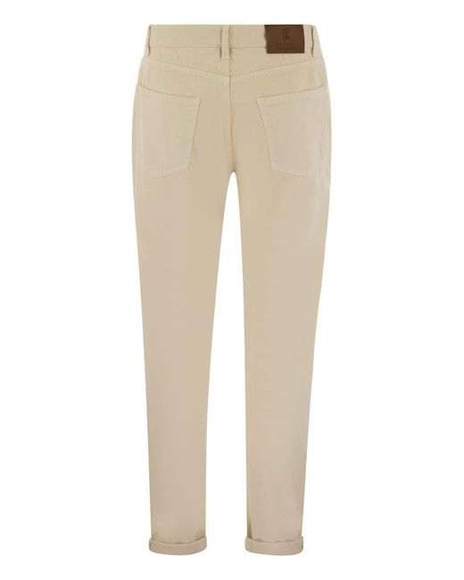 Brunello Cucinelli Natural Garment-Dyed Traditional Fit Five-Pocket Trousers for men