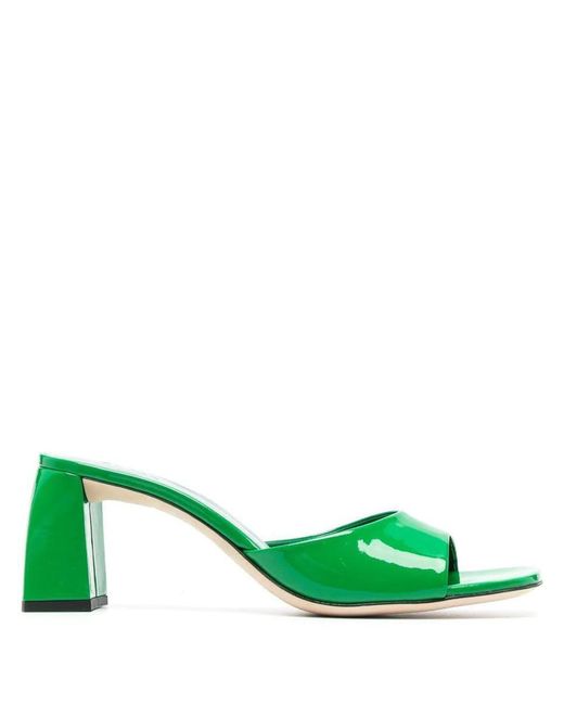 By Far Green Romy 55 Patent Leather Mules