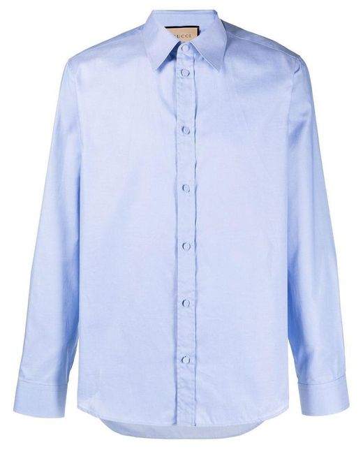 Gucci Blue Cotton Shirt for men