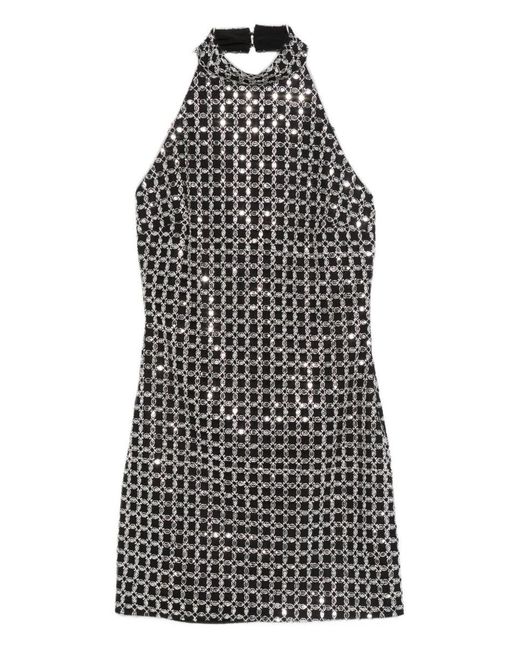 ROTATE BIRGER CHRISTENSEN Black Metallic Embellishments Halterneck Dress