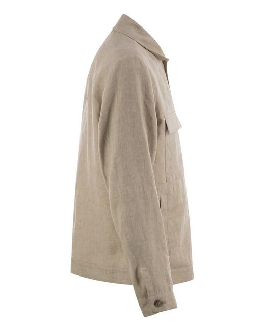 Peserico Natural Pure Linen Overshirt for men