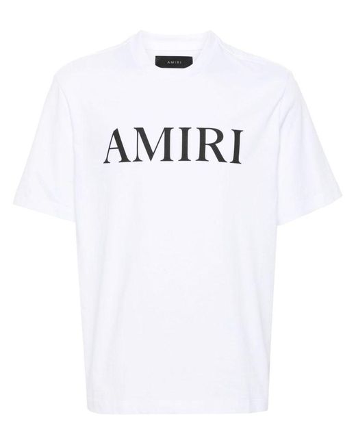 Amiri White Cotton T-shirt With Front Logo Print for men