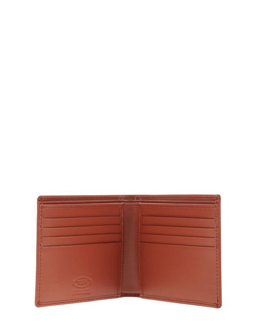 Tod's Red Leather Wallet With Logo for men