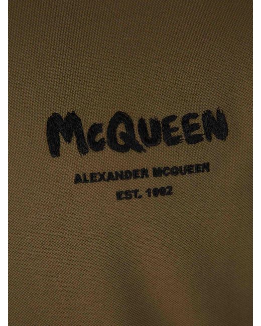 Alexander McQueen Green Logo Cotton Polo for men