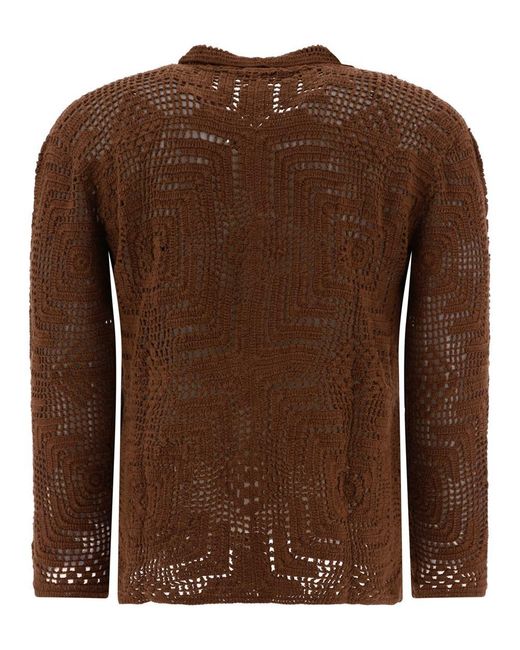 Bode Brown "overdye Crochet" Shirt for men