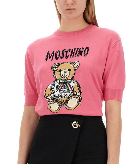 Moschino Pink "drawn Teddy Bear" Jersey