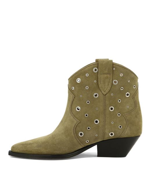 Isabel Marant Green "Eyelets" Ankle Boots