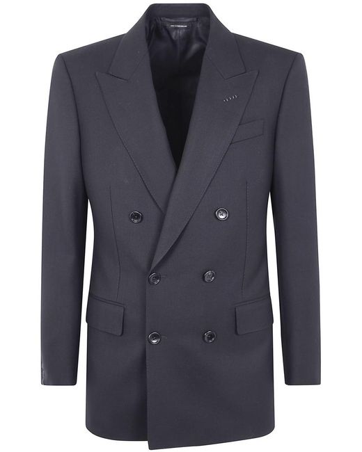 Tom Ford Blue High Twist Broken Twill Double Breast Jacket for men