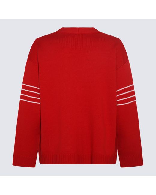 Valentino Red And White Wool Blend Cardigan for men