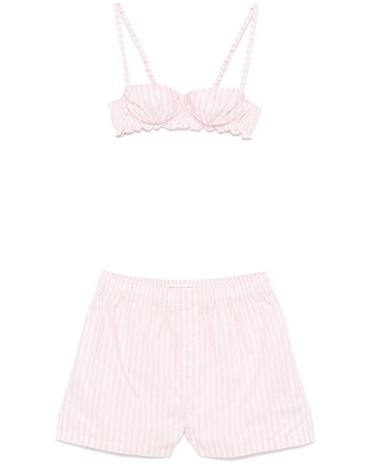 Philosophy Di Lorenzo Serafini Pink Striped Top And Shorts Set