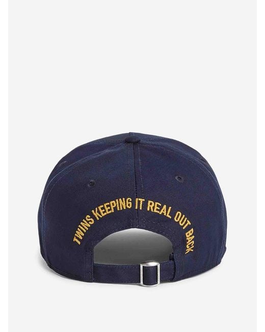 DSquared² Blue Dsquared Hat Wit Logo for men