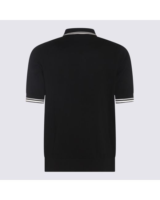 Dolce & Gabbana Black And Cotton Blend Polo Shirt for men