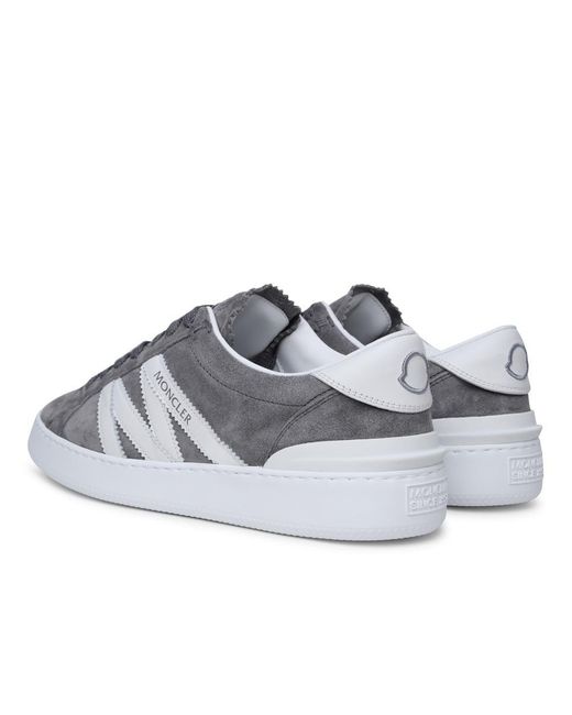 Moncler Gray 'monaco' Grey Leather Sneakers for men