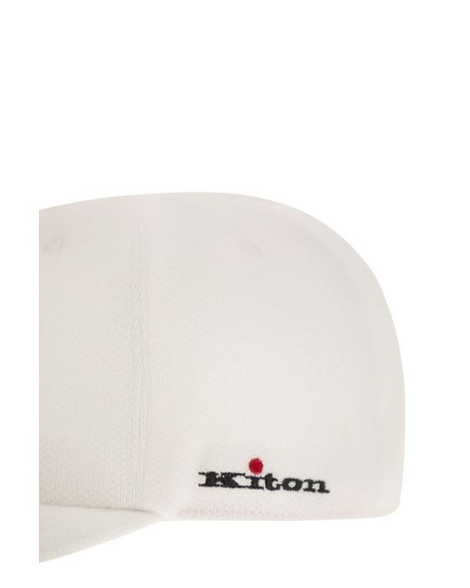 Kiton White Cotton Baseball Cap for men