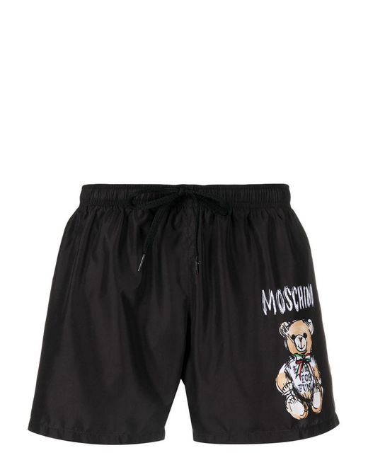 Moschino Black Teddy Bear-print Swim Shorts for men