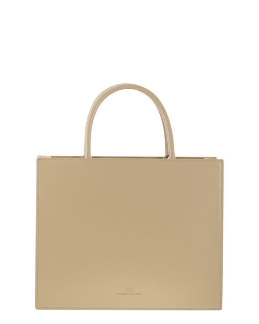 Elisabetta Franchi Natural Medium Tote Bag With Logo