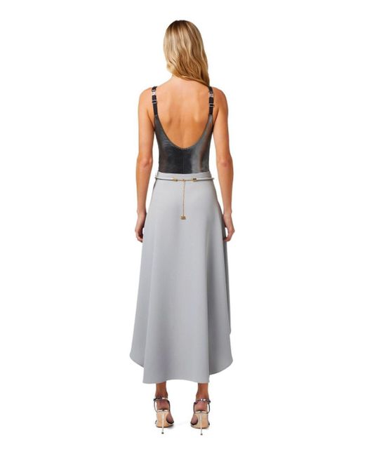 Elisabetta Franchi Gray Pearl Grey Asymmetric Skirt With Belt
