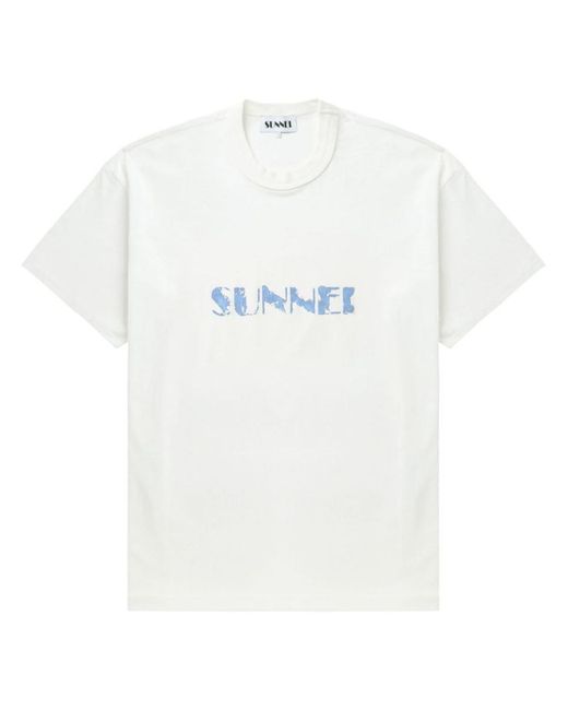 Sunnei White Big Logo Pennellata T-Shirt for men