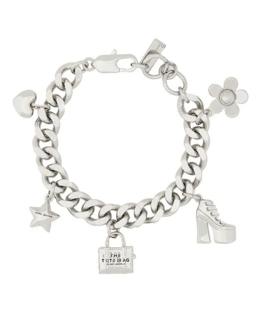 Marc Jacobs White "The Mini Icon Charm" Chain Bracelet