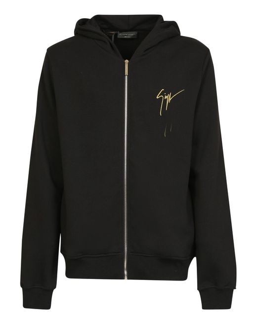 Giuseppe Zanotti Cotton Basic Line Lr-17 Zip Hoodie With Embroidery By in Black for Men | Lyst
