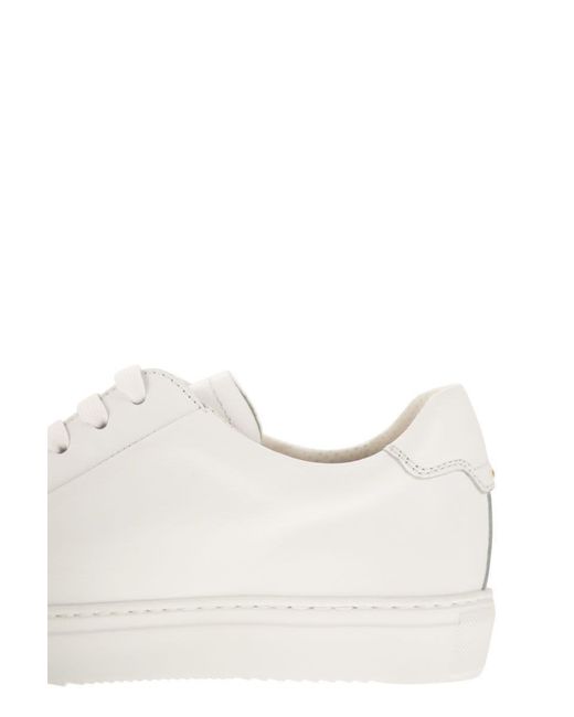 Doucal's White Smooth Leather Trainers for men