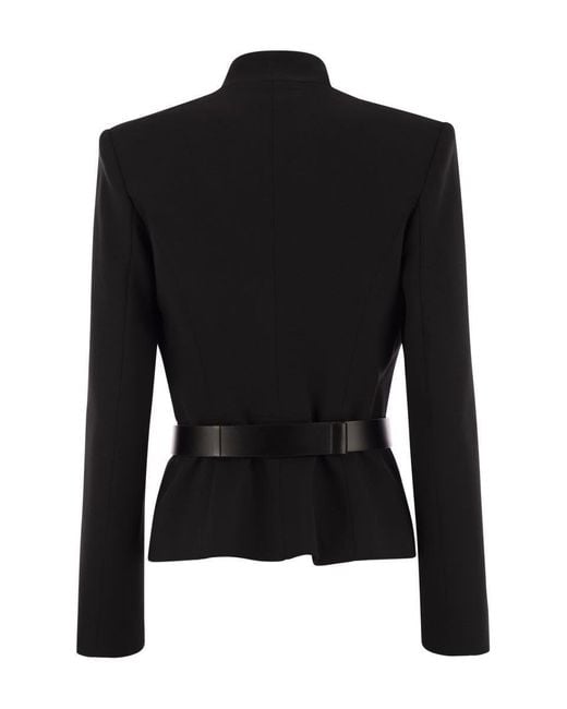 Elisabetta Franchi Black Crepe Jacket With Satin Lapels