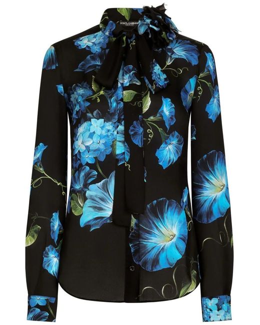 Dolce & Gabbana Blue Flowered Shirt