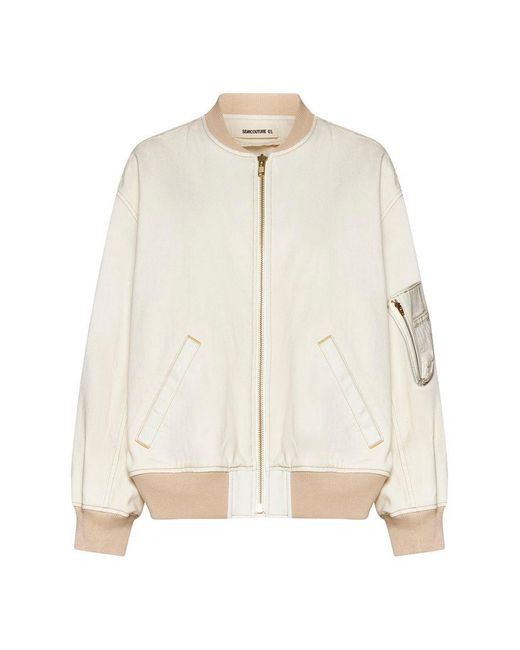 Semicouture Natural Rosalind Cotton Bomber Jacket
